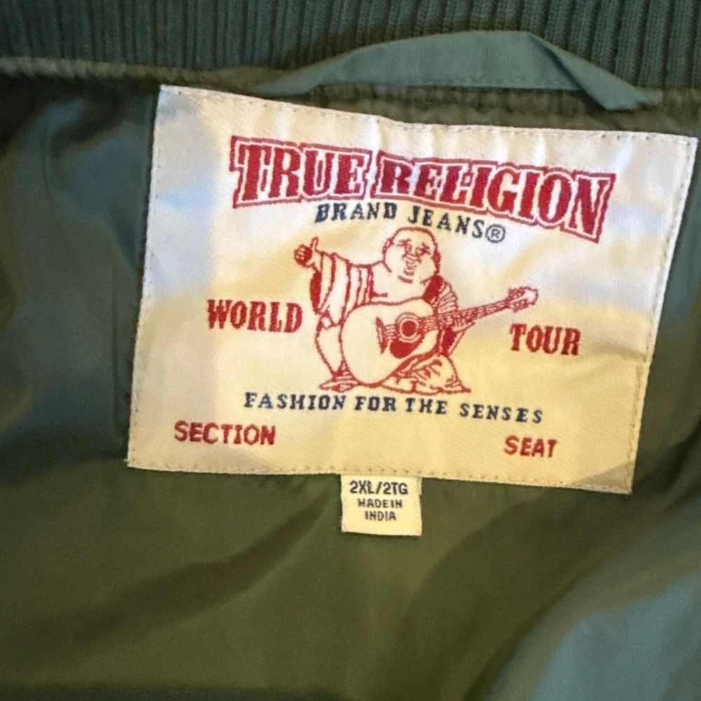 True Religion Green Nylon Bomber Jacket Men's 2XL